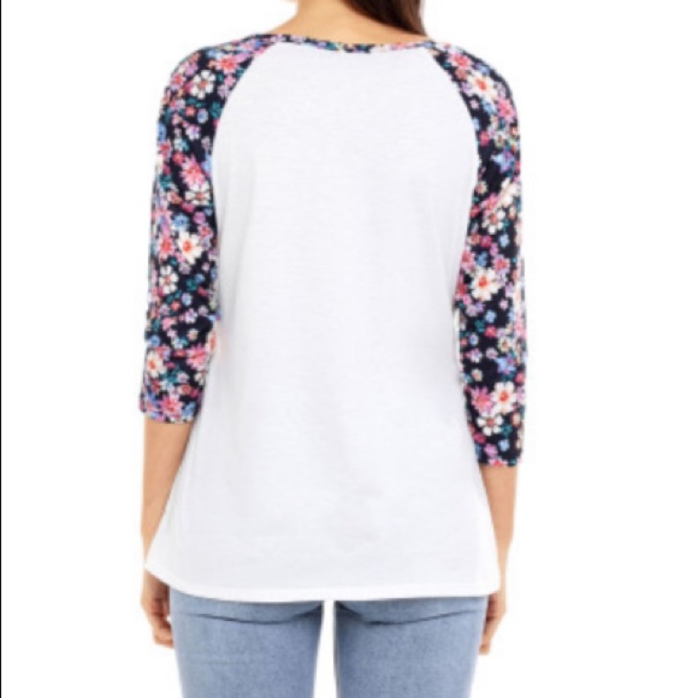 White Floral Sleeve B-ball Tee - Picture 2 of 5